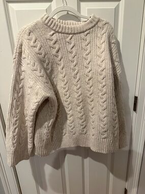 H&M Cream Cable-Knit Crewneck Sweater